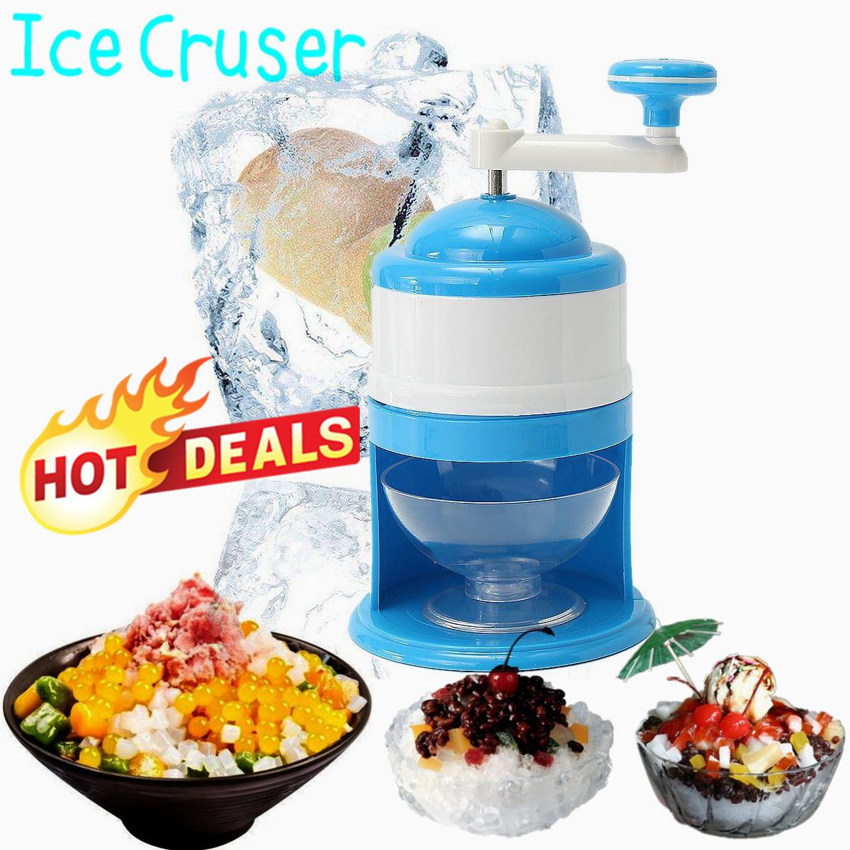 SUPER SALE Manual Ice Crusher Home Party DIY Ice Cream Candy Snow Cone Maker Blue