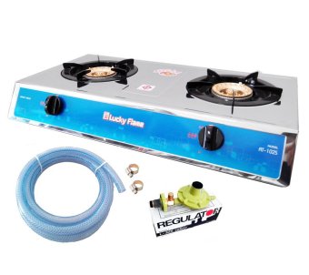 Lucky flameเตาแก๊สกล่อง2หัวทองเหลือง สแตนเลสทั้งตัว รุ่นAT-102S +หัวปรับปลอดภัยL-325Sพร้อมสายแก๊ส Lucky flameเตาแก๊สกล่อง2หัวทองเหลือง สแตนเลสทั้งตัว รุ่นAT-102S +หัวปรับปลอดภัยL-325Sพร้อมสายแก๊ส