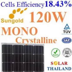 120W แผงโซลาร์เซลล์ MONO Crystalline PV Module High Cell Efficiency18.43%(Black)