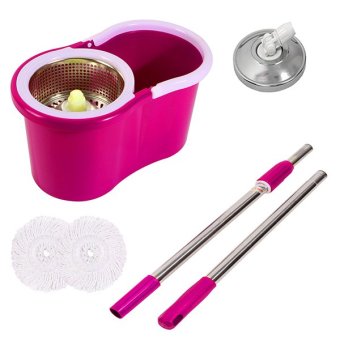 Jumper modern Spin Mop ถังปั่นไม้ม๊อบสแตนเลส หัวม๊อบสแตนเลส แถมผ้าม๊อบ 2 ผืน (สีชมพู) image