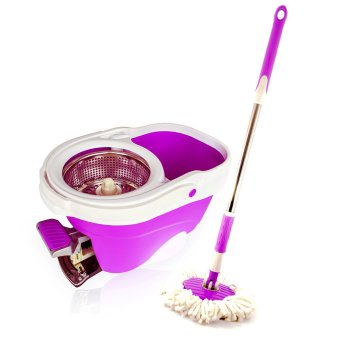 Spin Mop ชุดถังปั่นม๊อบสแตนเลส ที่เหยียบอลูมิเนียม พร้อมไม้ม๊อบและผ้าม๊อบ 2 ผืน รุ่น Y8 - สีม่วง image