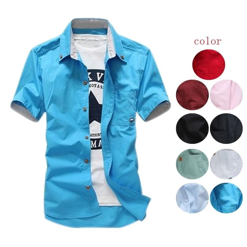 Amart Summer Men Casual Shirts Short Sleeves Mushroom Embroidery Fashion Tops (Red) - intl · >>>>