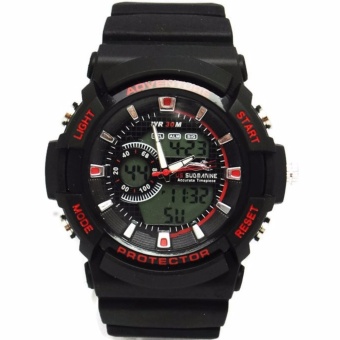 US.SUBMARINE นาฬิกาข้อมือผู้ชายสปอร์ต 2ระบบ สายเรซิ่น สีดำ MN.TP3147M - Black/Red