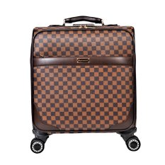 16 Inch Antique Suitcase Carry-on Luggage Pu Leather Plaid Trolley Case for Travel - Intl ลดราคา 16 Inch Antique Suitcase Carry-on Luggage Pu Leather Plaid Trolley Case for Travel - Intl ถูกๆ