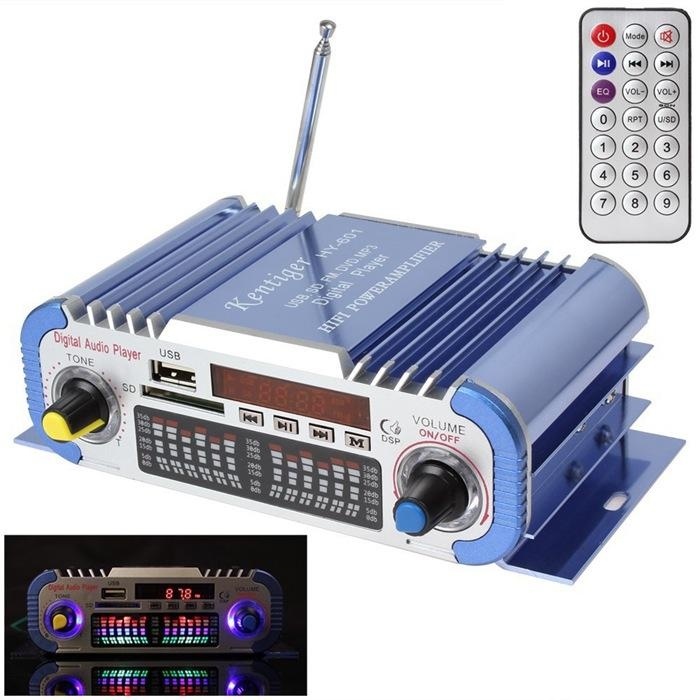 HY601 USB FM Audio 12V LED Car Stereo Amplifier Radio MP3 Speaker HiFi