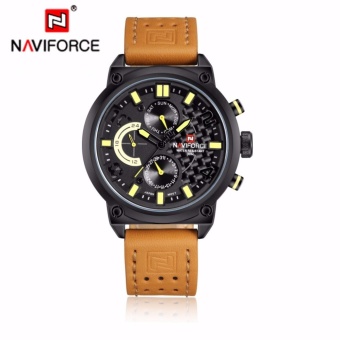 NAVIFORCE นาฬิกาข้อมือ สายหนังสีน้ำตาล รุ่น NF9068-BYBN หน้าปัดใช้งานได้จริงทุกเข็ม