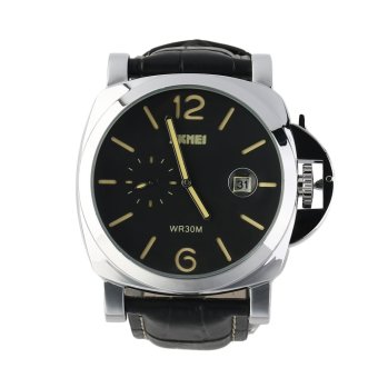 OH 1124 Skmei Classic Unique Man Fashion Quartz Watch Waterproof Leather Strap - Intl