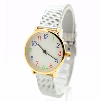 TIMELE S2 นาฬิกาข้อมือผู้ชาย-ผู้หญิง (2Tone) ตัวเรือนทอง สายเหล็ก Stainless Steel แบบถัก ระบบ เข็ม - T2-23
