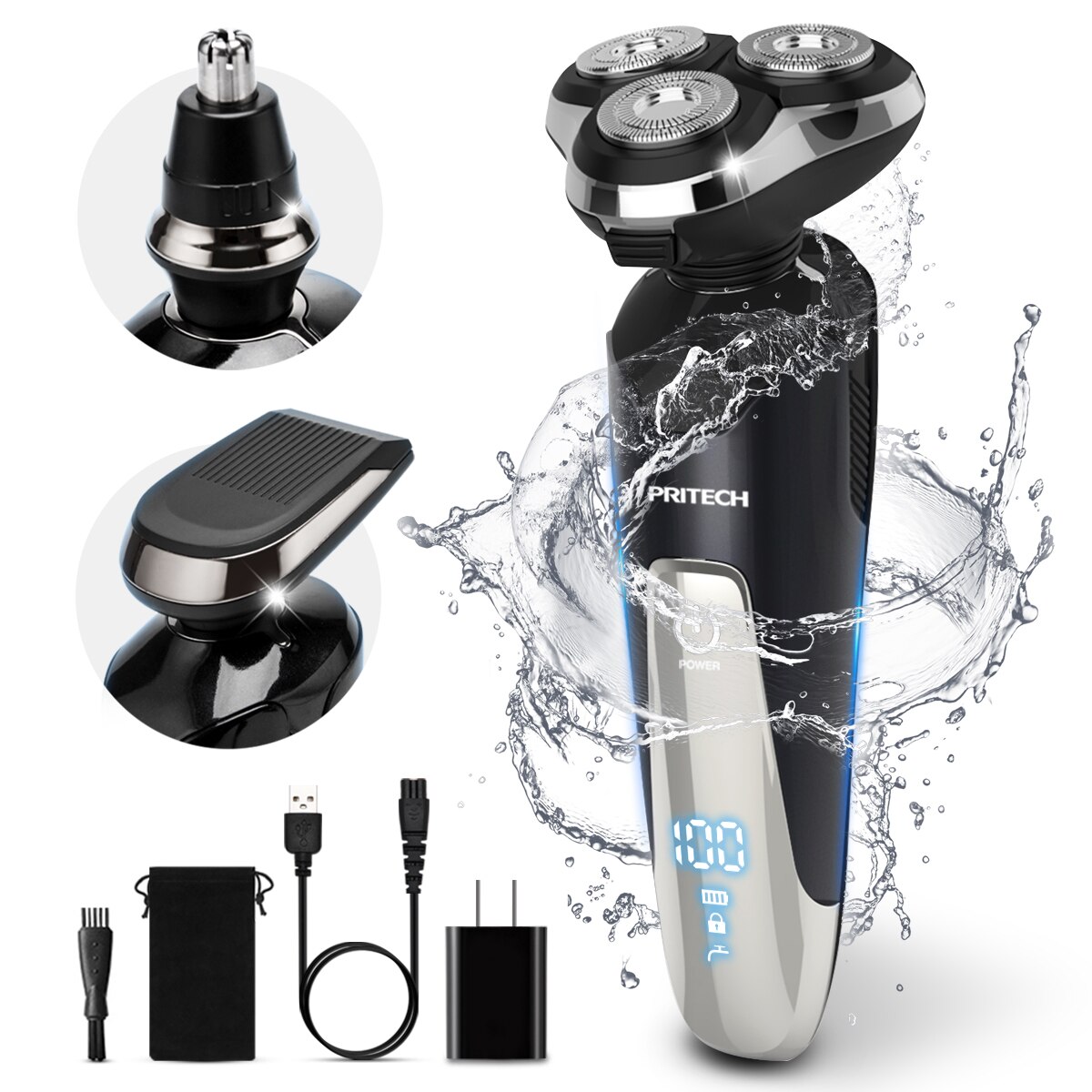 Pritech Hair Trimmer For Women Waterproof Bikini Trimmer Rechargeable