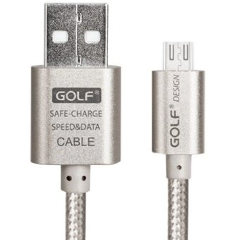 Golf 1M Metal Quick Charge&Data Cable สายชาร์จ Micro USB สำหรับ<br/>Samsung/Android สายถักยาว 1 เมตร (สีเงิน), โปรโมชั่นพิเศษประจำปี 2016, สายเคเบิ้ลและสายชาร์จ ราคาเริ่มต้นที่ 99บาท