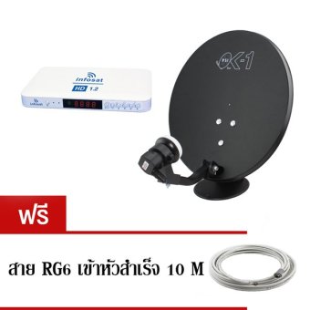 PSI OKD OK-1 ชุดจานเล็ก 35 ซม. แบบตั้งพื้น (Black) +<br/>เครื่องรับสัญญาณดาวเทียม Infosat HD 1.2 ฟรีสาย RG6 พร้อมเข้าหัว ยาว<br/>10 เมตร, โปรโมชั่นพิเศษประจำปี 2016, โปรโมชั่นเซ็ตจานดาวเทียม