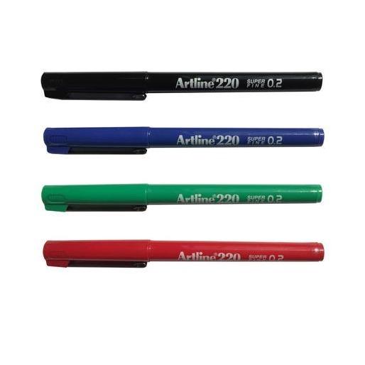 ปากกาหัวเข็ม อาร์ทไลน์ 0.2 มม. ชุด 4 ด้าม (สีดำ, น้ำเงิน, แดง, เขียว) หัวแข็งแรง คมชัด