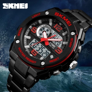 สินค้า SKMEI 1333 นาฬิกาข้อมือผู้ชาย (ของแท้ 100% พร้อมกล่องครบเซ็ท) มัลติฟังชั่น สายสแตนเลส รุ่น SK1333