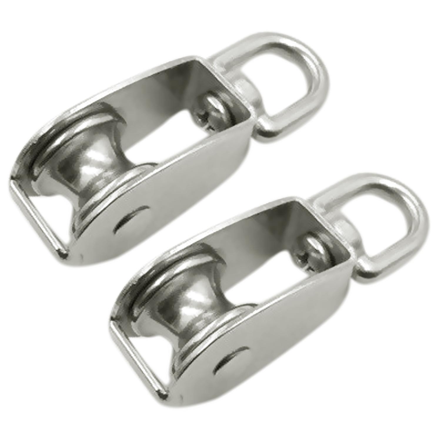 Features 2 Pcs Stainless Steel M25 25mm Single Pulley Block Roller 2 PCS Stainless Steel M25 25mm Single Pulley Block Pulley Roller Loading 150kg 2