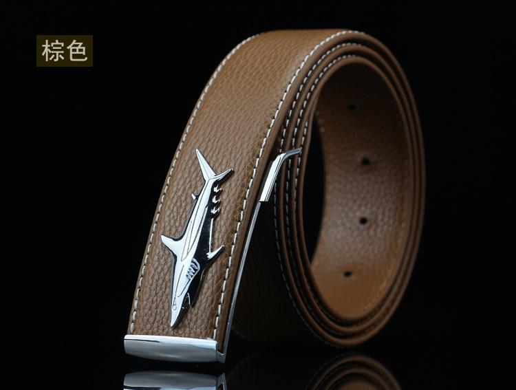4 Warna Mahasiswa Lengkeng Pola Pria Belt Hiu Sastra Pemuda Halus Sabuk Gesper (Coklat, Hitam, Putih biru Tua)-Intl