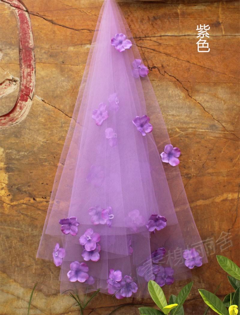 Model baru Gaun pengantin 1.5 meter 3 warna merah beras warna ungu Warna Merah Jambu warna biru pengantin wanita menikah jilbab model pendek berekor panjang Kelopak Bunga kerudung