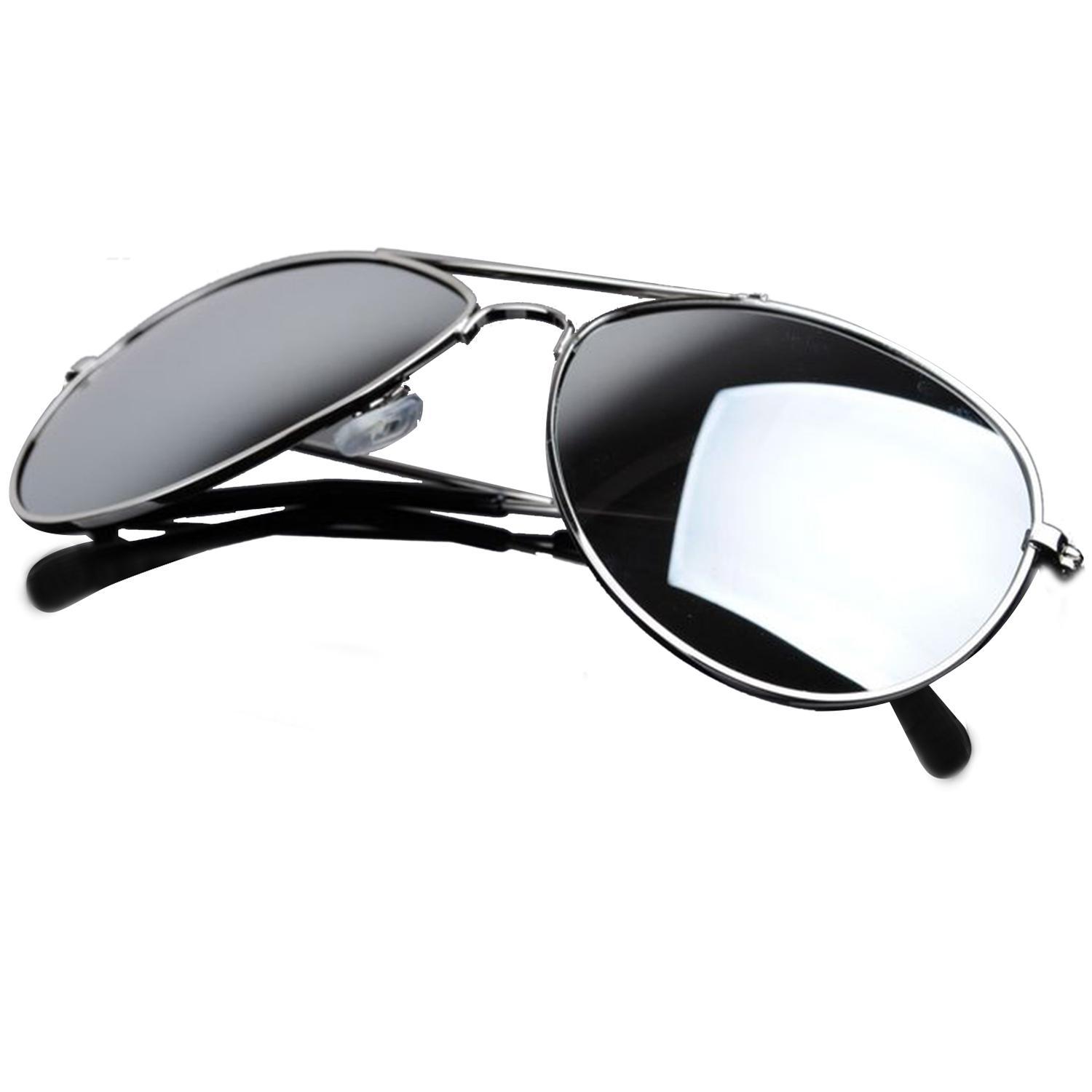 Netral UV400 Bingkai Logam Flyer Sunglasses Vintage Retro Berjemur Kacamata Reflektif Cermin Lensa