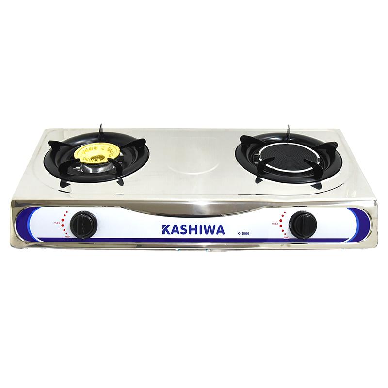 KASHIWA เตาแก๊สหัวคู่หน้าสแตนเลส (หัวทองเหลือง+หัวอินฟราเรด) รุ่น K-2006