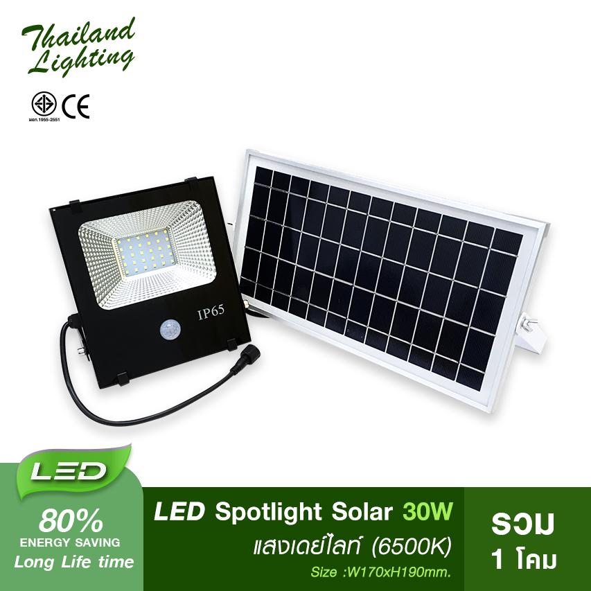 ชุดโคมไฟ Spotlight LED Solar 30W