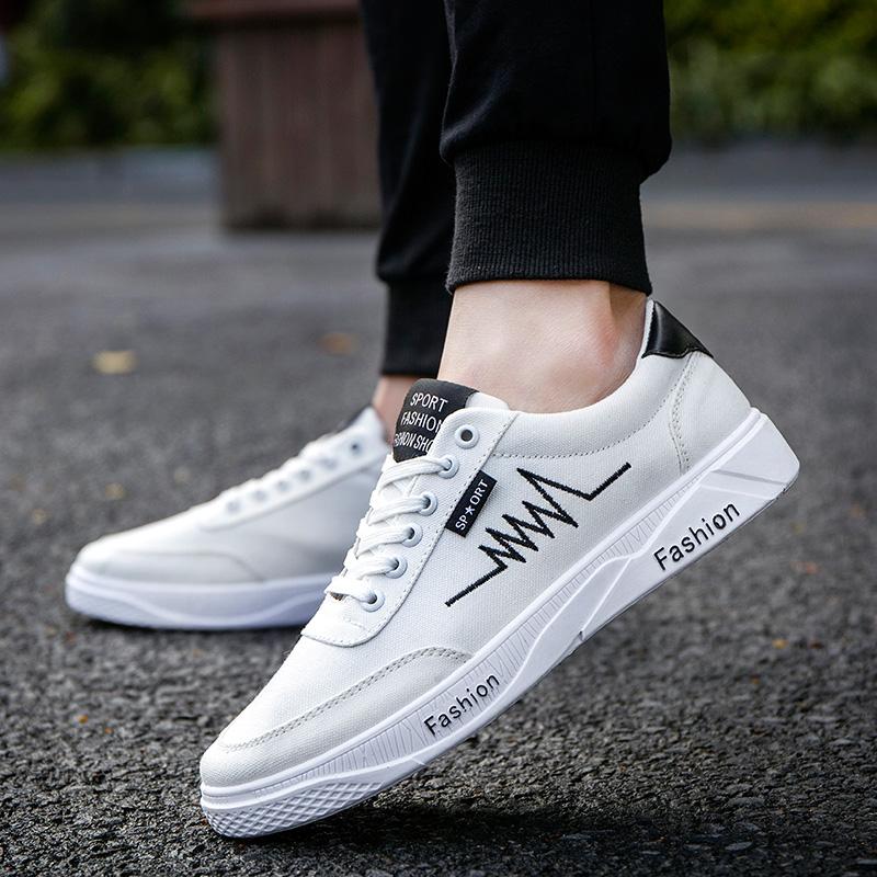 LIAN.DI Sepatu Kets Pria Kain Kanvas Pergelangan Kaki Rendah Trendi (6F-3 Putih) (6F-3 Putih)