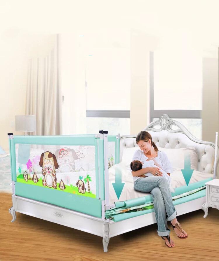 ที่กั้นเตียง Yujunger สูง90cmสีฟ้า สีชมพู 1.8m กับ 2m ป้องกันเด็กตกจากเตียง
