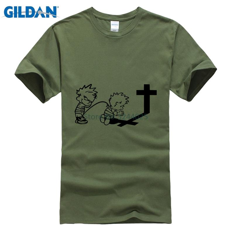 Gildan TEE SHIRT Pria Caroling Kaos Pria 3XL Calvin Kencing Di Calvin Berdoa Lucu T Shirt-Intl