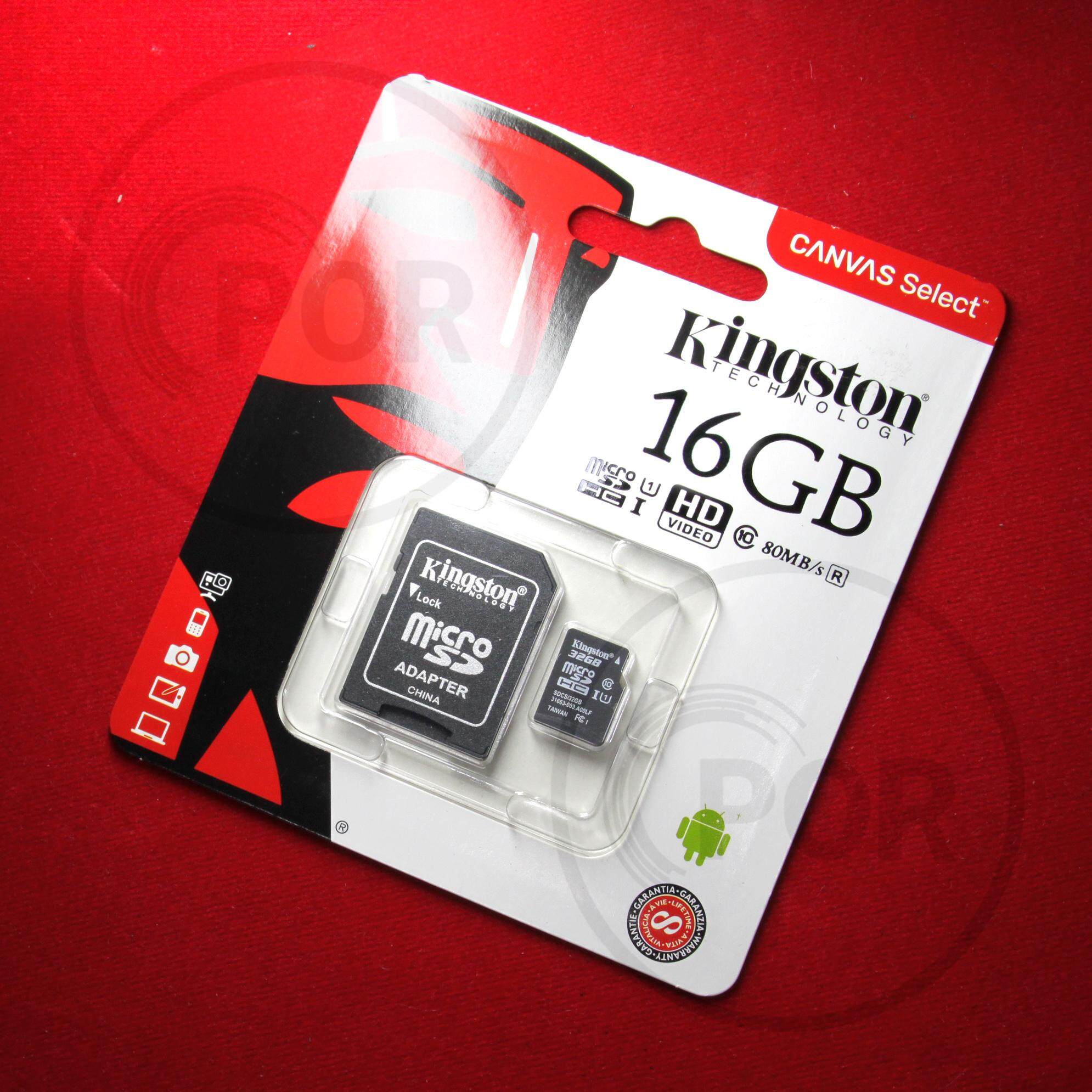 [ของแท้] Kingston เมมโมรี่การ์ด 16GB SDHC/SDXC Class 10 UHS-I Micro SD Card with Adapter  