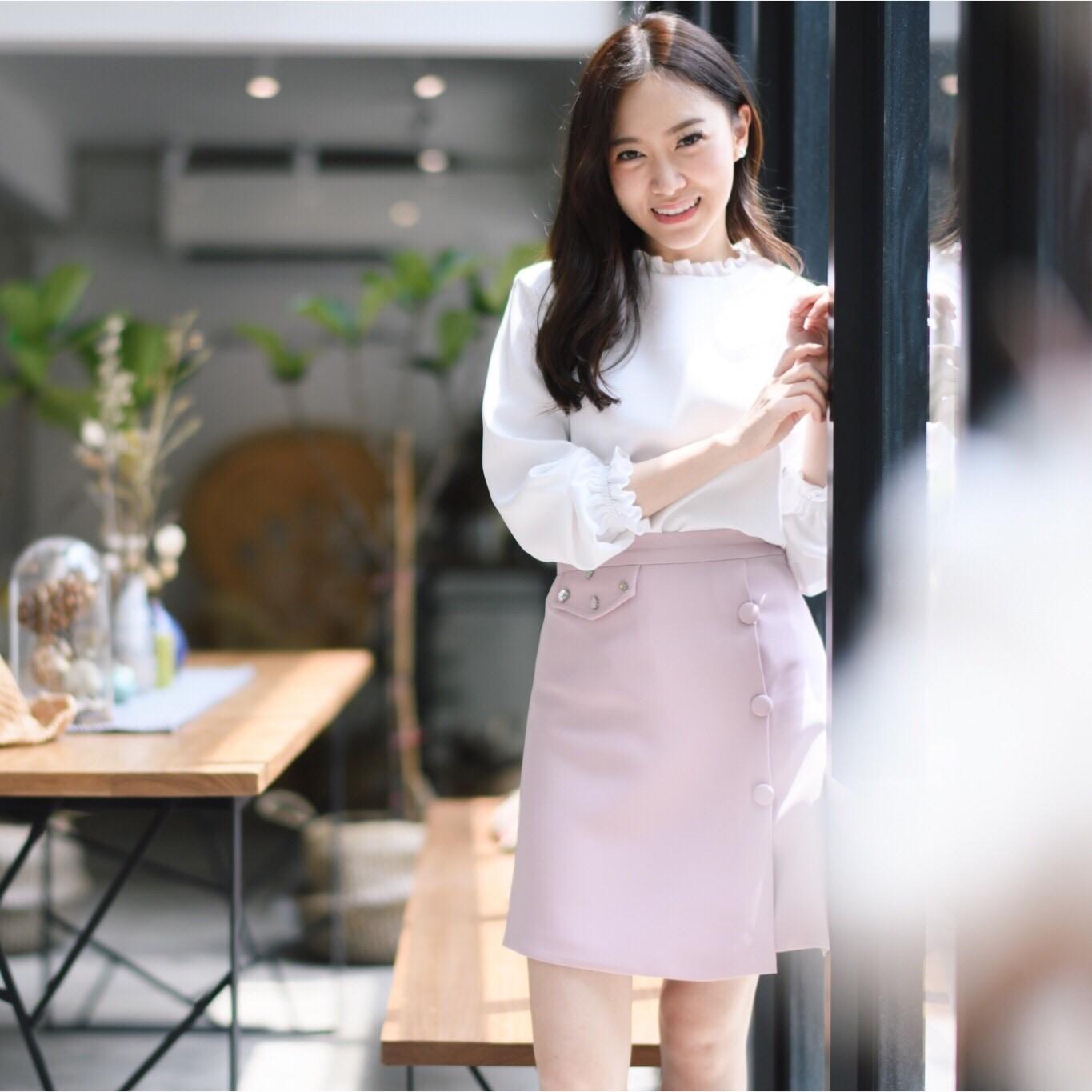 prettythingonme Juice Fizz Skirt -สี Petal pink กระโปรงแต่งคริสตัล เพชรน่ารักๆ รุ่น