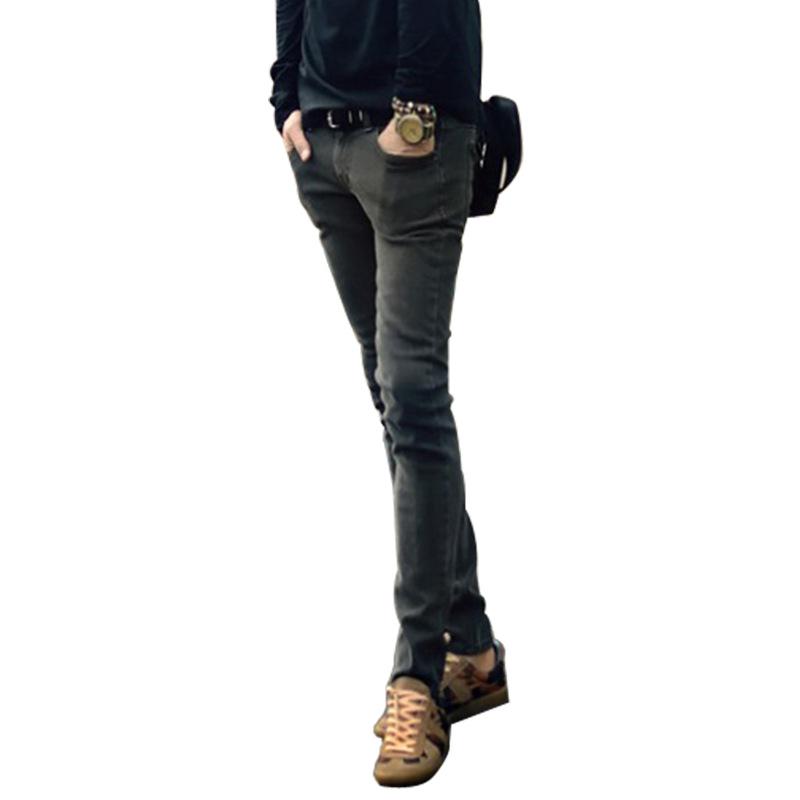 Boomer Pria Pakaian//Korea Ketat Jeans//Kecil Kaki Celana//Grey Elastis Celana Panjang//Celana Pensil
