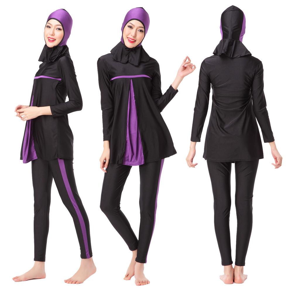 Produk Baru Muslim Wanita Tradisional Pakaian Renang Mode Jilbab Baju Renang Baju Renang Cakupan Penuh Baju Renang Konservatif Muslim Pakaian Pantai Renang Suit Pakaian Renang Muslim-Intl Fanyi Toko