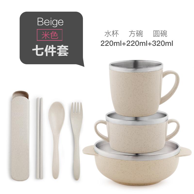 304 Mangkok stainless steel Petpet anak-anak set alat makan Makan mangkok belajar anti jatuh