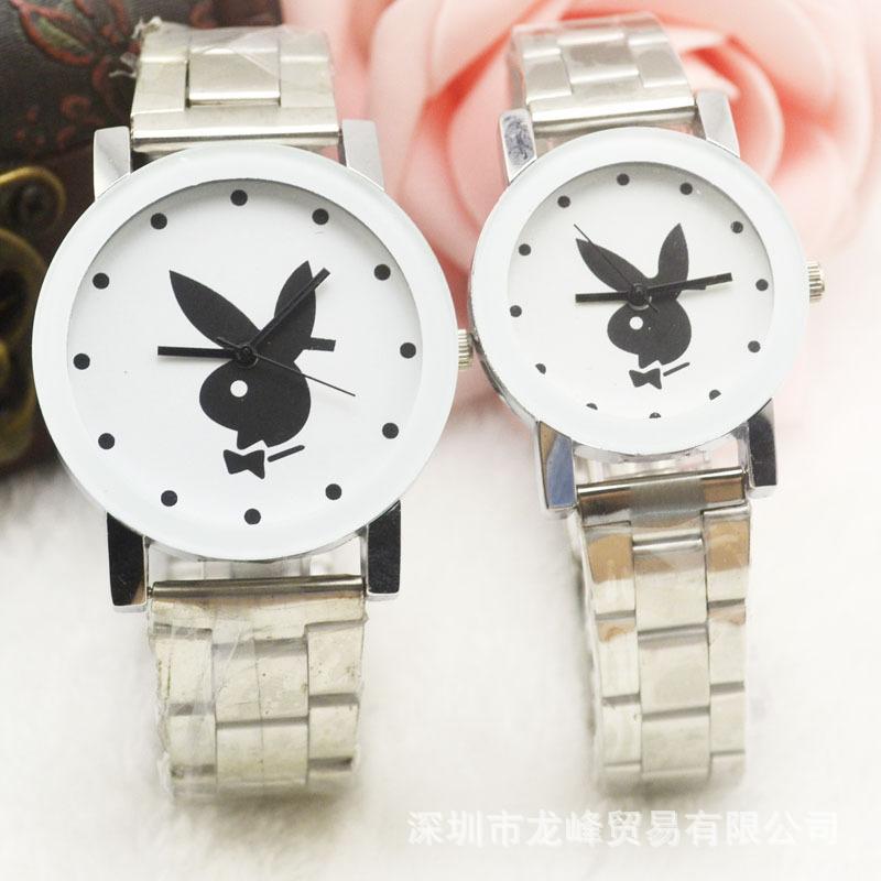 Longfeng watch wholesale Playboy rabbit head leisure steel band fashion lovers hand gift table factory direct sale Antique White Malaysia