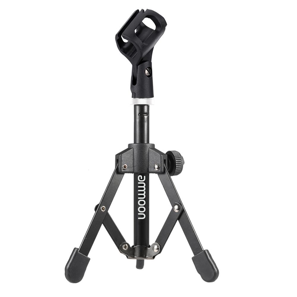 MS-12 Mini Foldable Adjustable Desktop Tripod Microphone Stand with MC3 Mic Clip Holder Bracket for Meeting Lectures Podcasts - intl