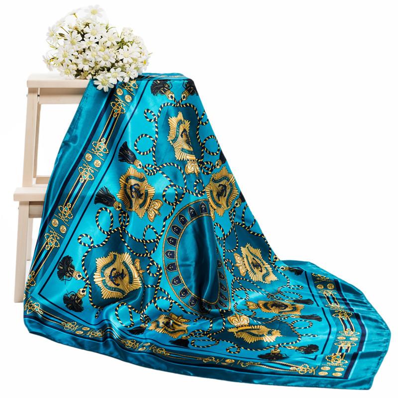 Musim Semi dan Musim Gugur Tali Rumbai Ditiru Kain Sutra Satin Sutra Syal Wanita Persegi 90 Cm * 90 Cm Bergaya Bunga satin Sutra Syal Selendang Jilbab Pashima Bandana SSCARF20180321S1790-Internasional