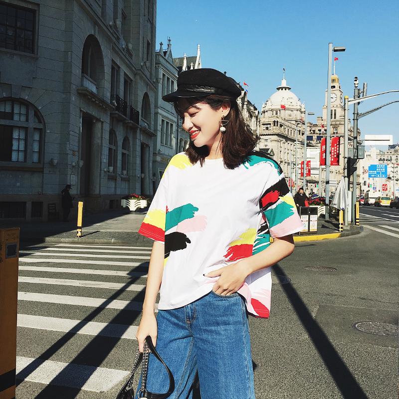ZASHION Korean Oversized Tee Top Crop Printed T-Shirt Women