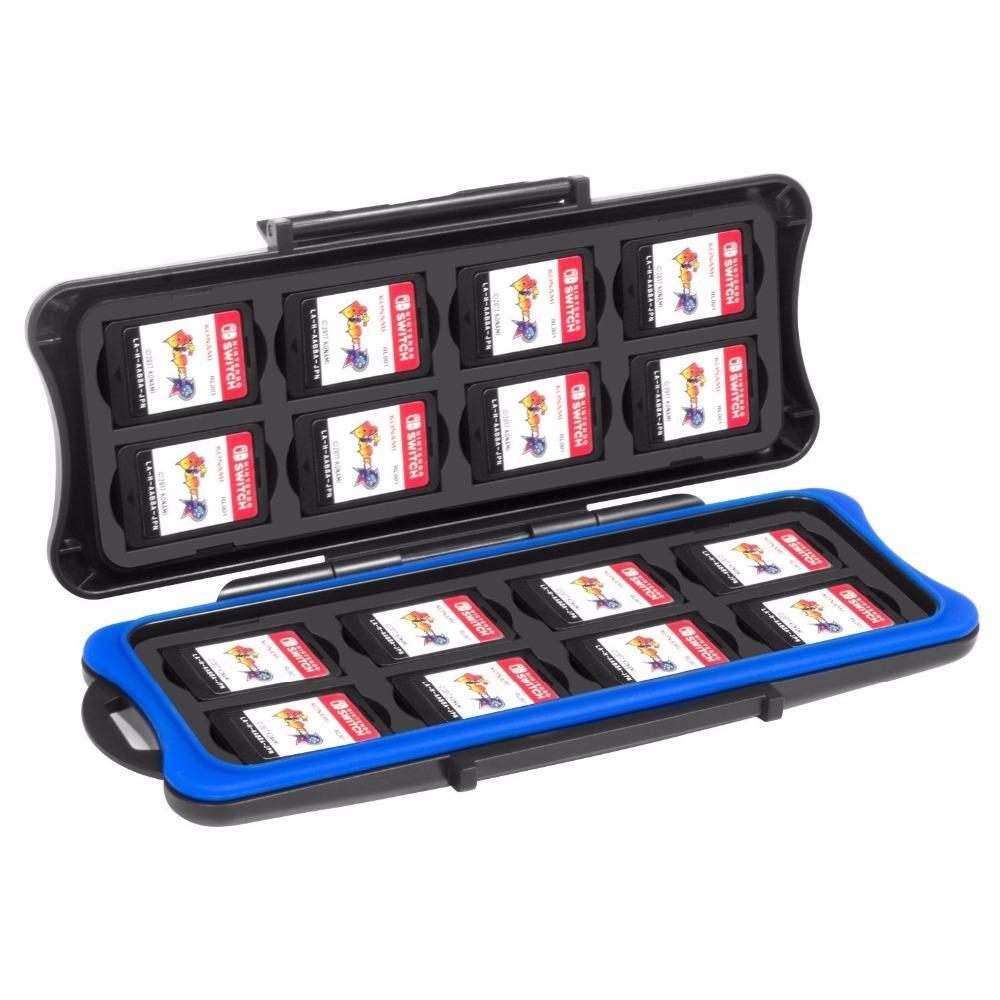 Jinxin JX Tahan Air Kartrid Kartu Bermain Kotak Penyimpanan dengan 16 Kartu Bermain Slot dan 16 Micro SD Tempat Kartu untuk Tombol Nintend NS