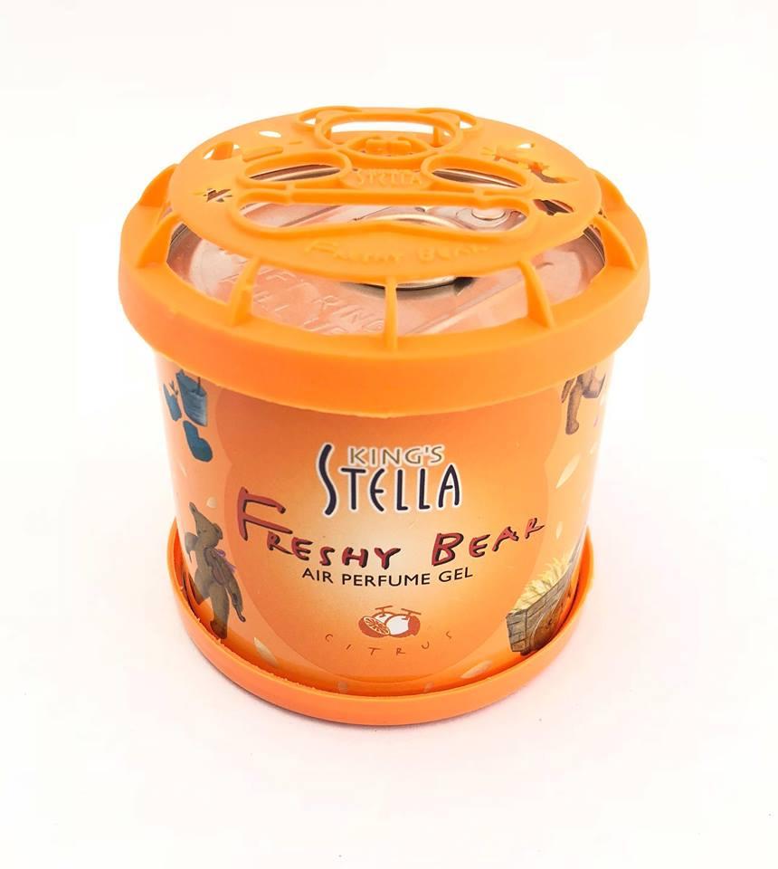 น้ำหอมตืดรถยนต์ ตราหมี King Stella Freshy Bear Gel เจลน้ำหอมปรับอากาศ น้ำหอมหมีซิ่ง สีส้ม กลิ่น Citrus