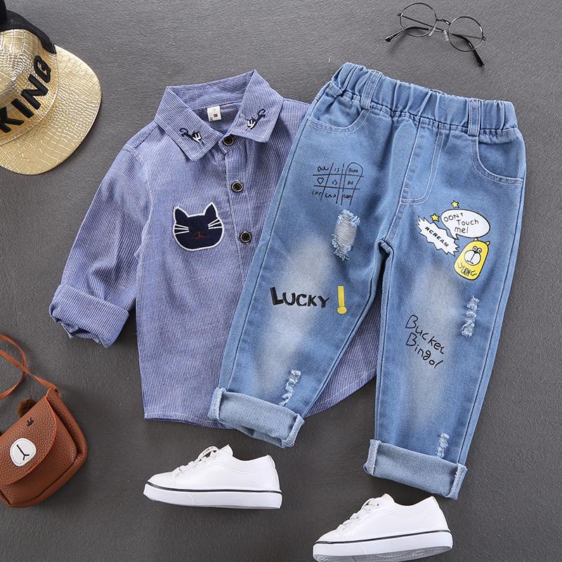 Musim semi dan musim gugur anak laki-laki celana jeans sobek anak-anak Gaya Korea Celana celana anak kasual pasang model baru celana panjang Petpet celana jeans
