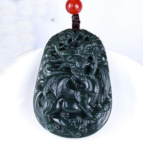 Dengan Lahan Pertanian Jade Circle Bead Qi Lin Hijau Manik Giok Jade Berkabung untuk Jatuh untuk Pria Gaya Rantai Anak kartu Jade Jatuh untuk Pria dan Wanita Gaya-Intl