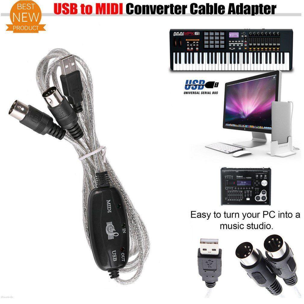 สาย USB MIDI Interface 1in 1out ต่อพอร์ทUSBคอมกับ MIDI เครื่องดนตรี 