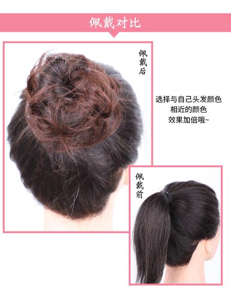 Caterpillar luka cincin rambut manusia rambut wig perempuan mengembang bud kepala bola piring kepala terbuat dari disk yang alami hiasan rambut