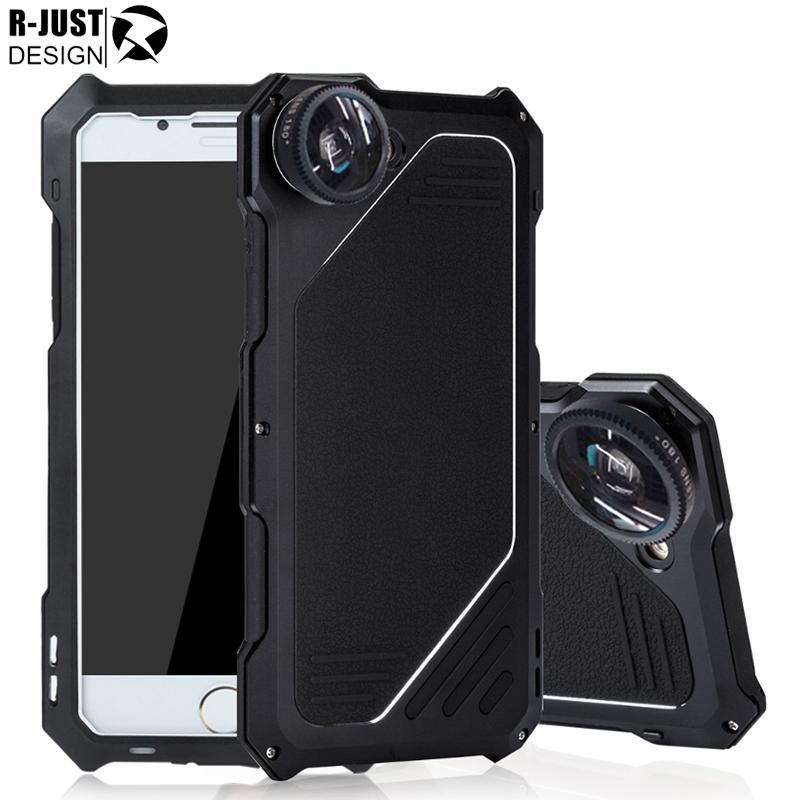 Mewah Tahan Debu Logam Aluminium Anti Syok Sarung Telepon Genggam untuk Iphone 6 Plus dengan Fisheye/Wide-Angle/Lensa Mikro Tempered Case untuk iPhone 6 Plus /Iphone 6 S Plus (5.5 Inci) -Intl