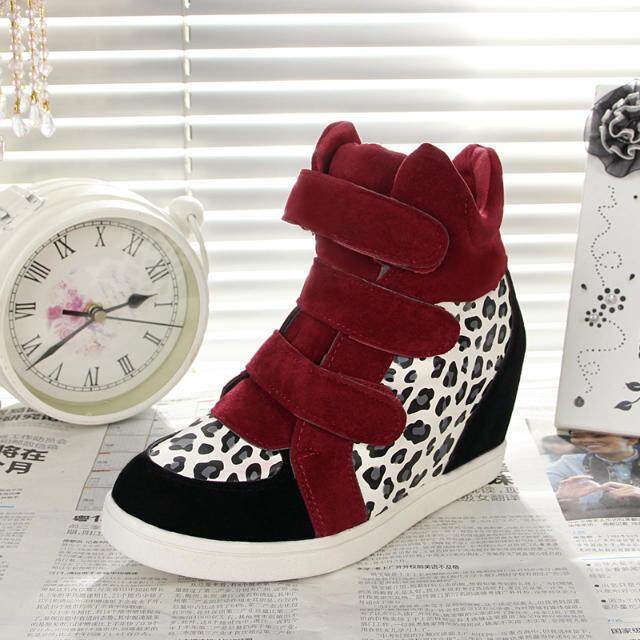 2016 versi Korea baru dari sepatu pasang di Velcro meningkatkan womens tunggal sepatu wanita tinggi pabrik langsung Merah