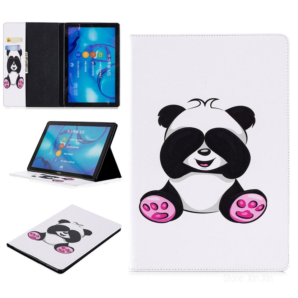 Merah Muda Besar Palm Panda Case Berdiri untuk Hua Wei M5 10.8 Kulit PU Inci Penutup
