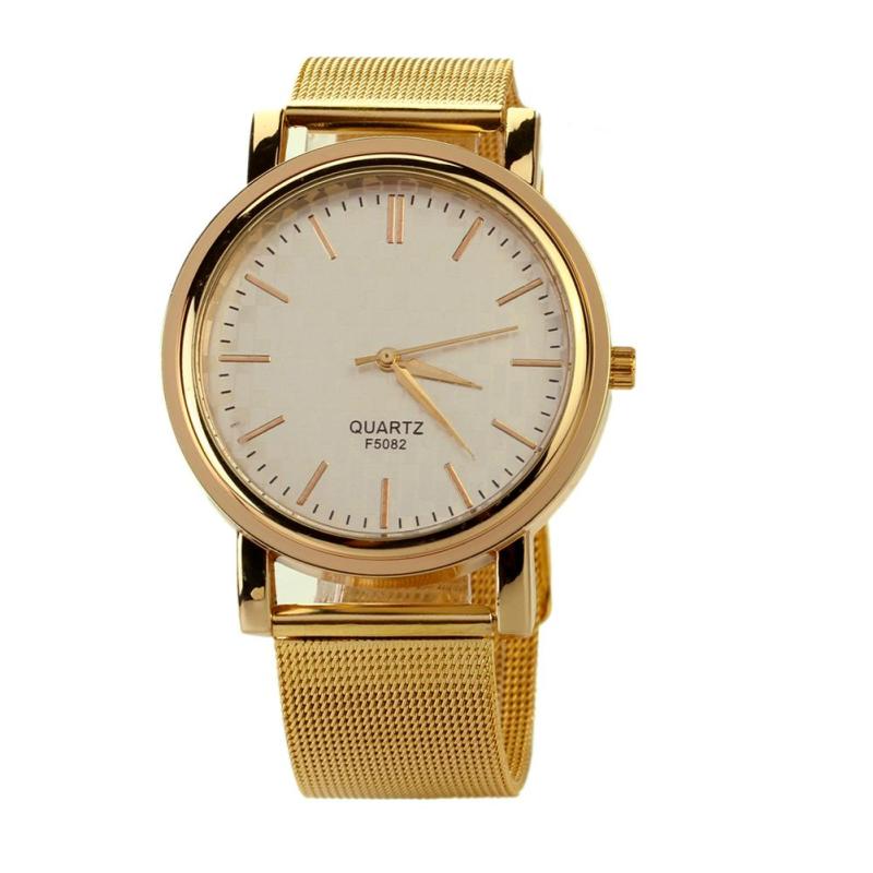 Nơi bán Luxury Men Women Casual Stainless Steel Gold Quartz Watch Wristwatch