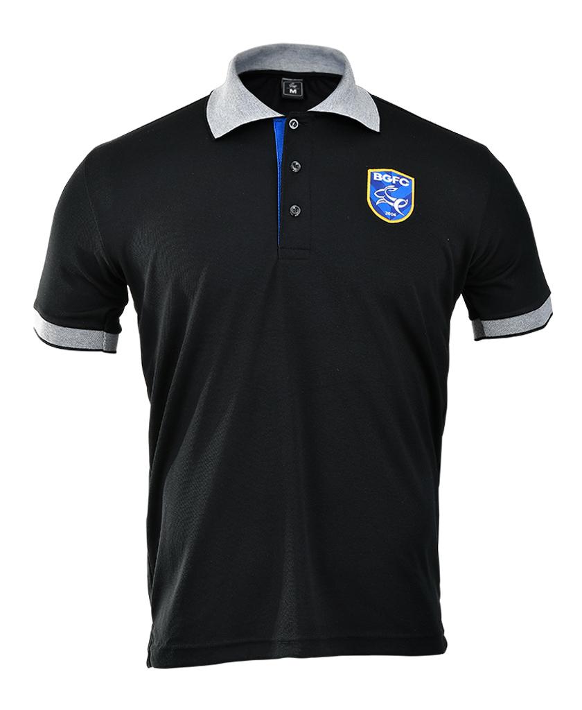 เสื้อโปโล BGFC สีดำปกเทาปัก logo สโมสร (ผู้ชาย)