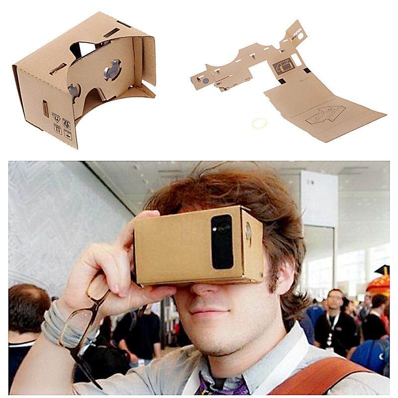 Google Cardboard Cardbord Lnette Video 3 D Gerceklik Virtual Reality Kacamata 3D Kacamata VR Smartphone Headset Helm Lensa VR BOX