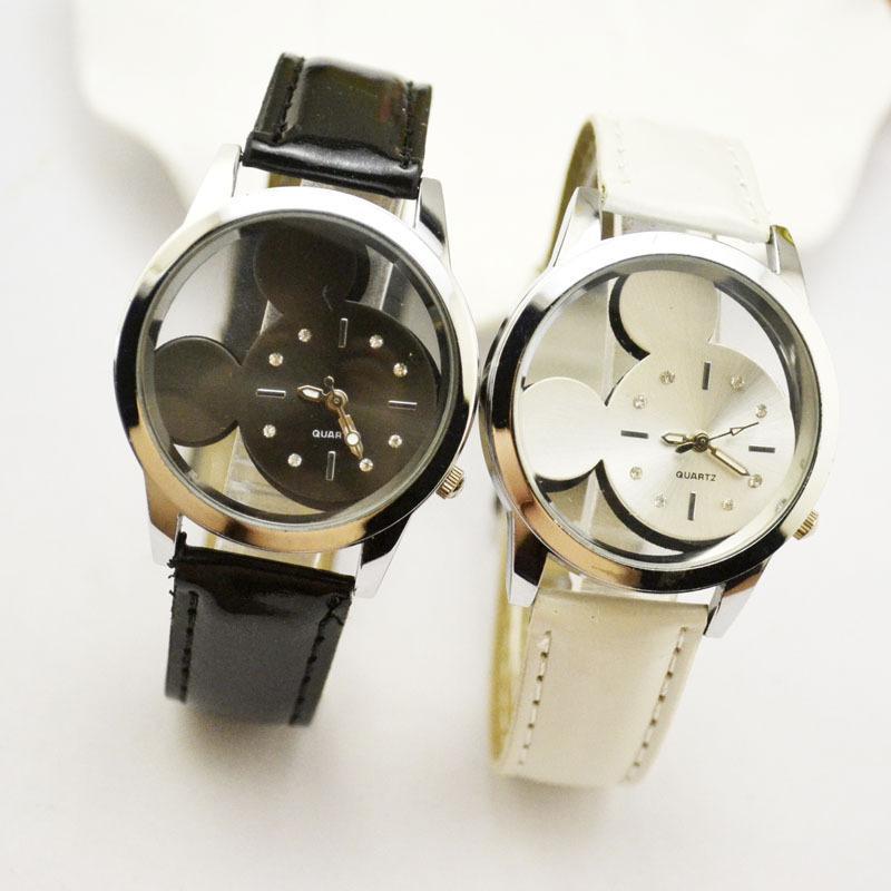 Supply hollowed Mickey watch strap fashion watch wholesale middle school men and women watches lovers hands White Malaysia