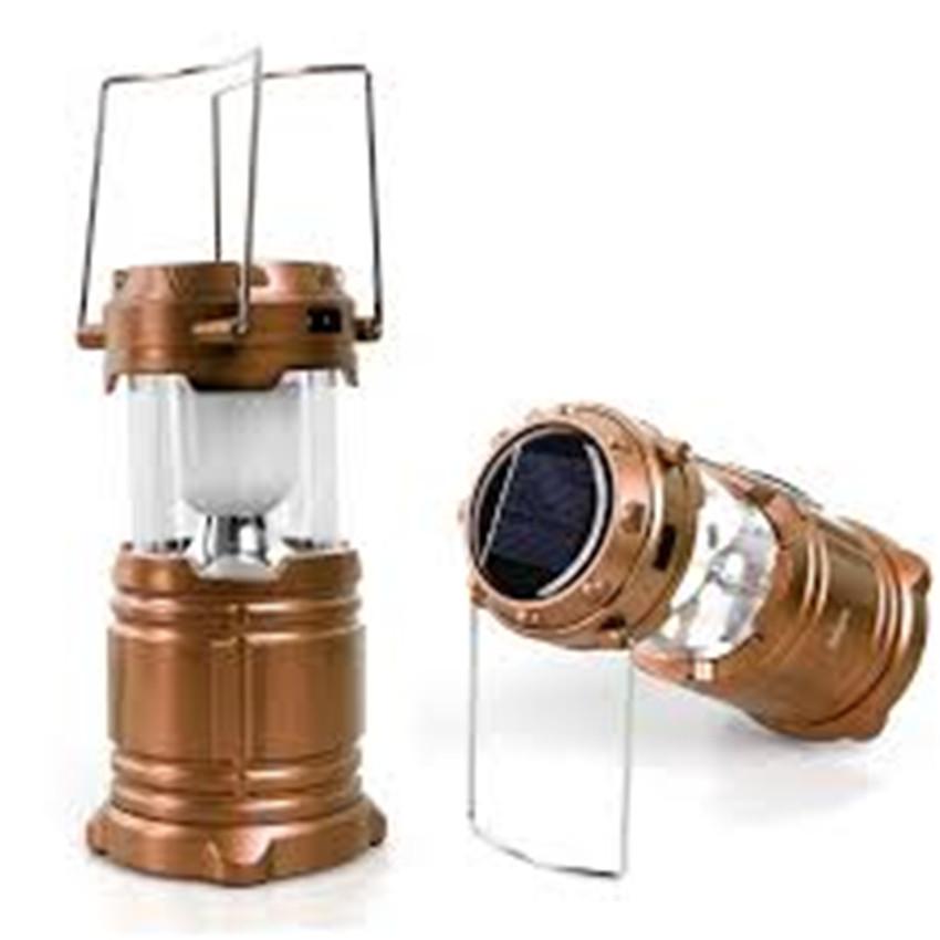 แบทสำรองตะเกียง Outdoor LED Solar Camping Light & Flashlight & USB Power Bank Tent Lamp Lantern (Gold)