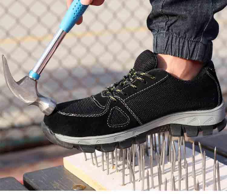 Safety shoes รองเท้าเซฟตี้ผ้าใบผสมหนัง หัวเหล็ก ระบายอากาศดี พื้นยางกันลื่น หัวเหล็ก พื้นเสริมแผ่นเหล็ก เหมาะสำหรับทั้ง ชาย และ หญิง unisex